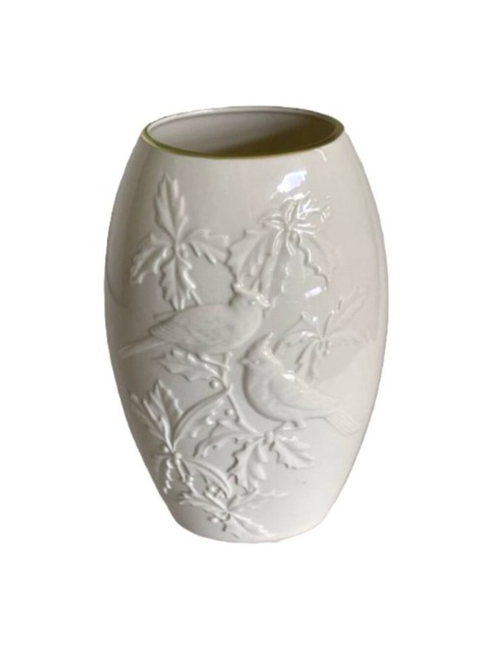 Vintage Lenox Winter Cardinal Porcelain Vase Four Seasons Embossed 24k Gold Trim